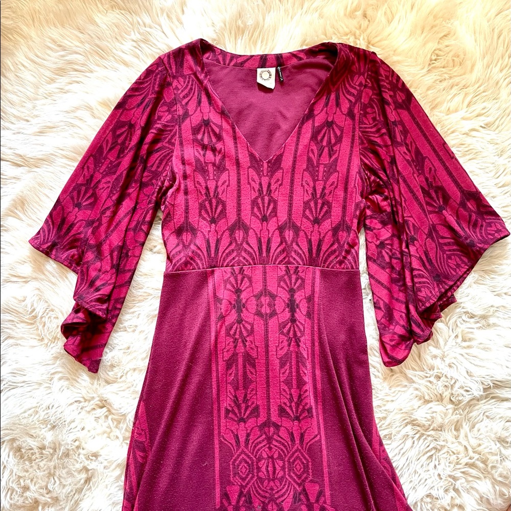 Anthropologie Akemi + Kim striking red flowy dress